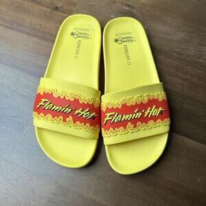 Forever 21 Flamin' Hot Shoes Womens Size 8 Yellow Chester Cheetah Slide Sandals
